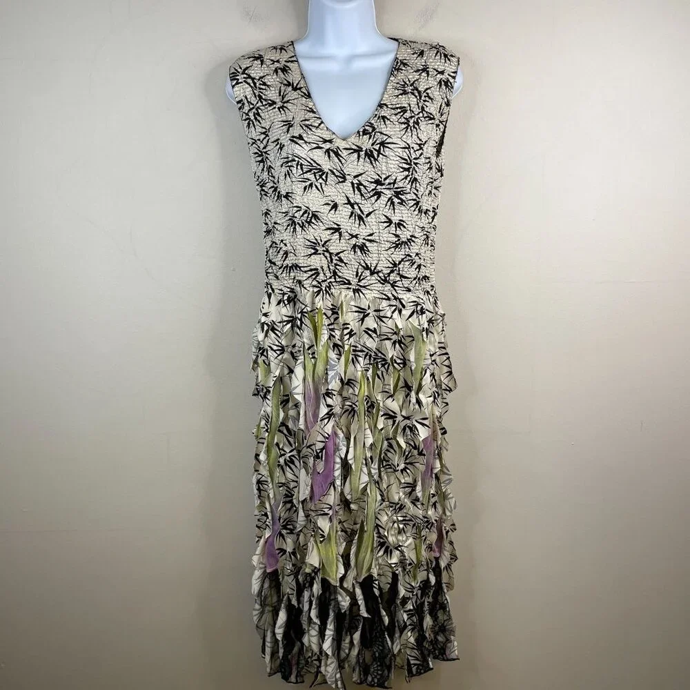 Lindi NY Whimsigoth Fairy‎ Grunge Midi Dress Size M Reversible Fringe Lace Flowy - Picture 3 of 14
